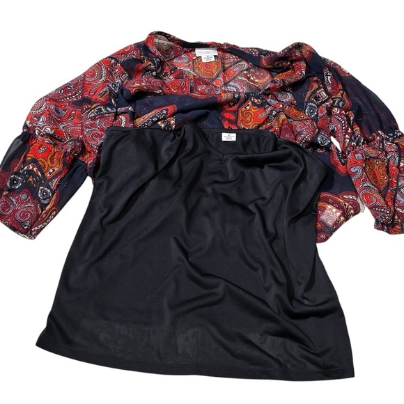 NWT Liz Claiborne Sheer Paisley Print Blouse & Cami Set Boho Women's Size XL - Picture 8 of 16